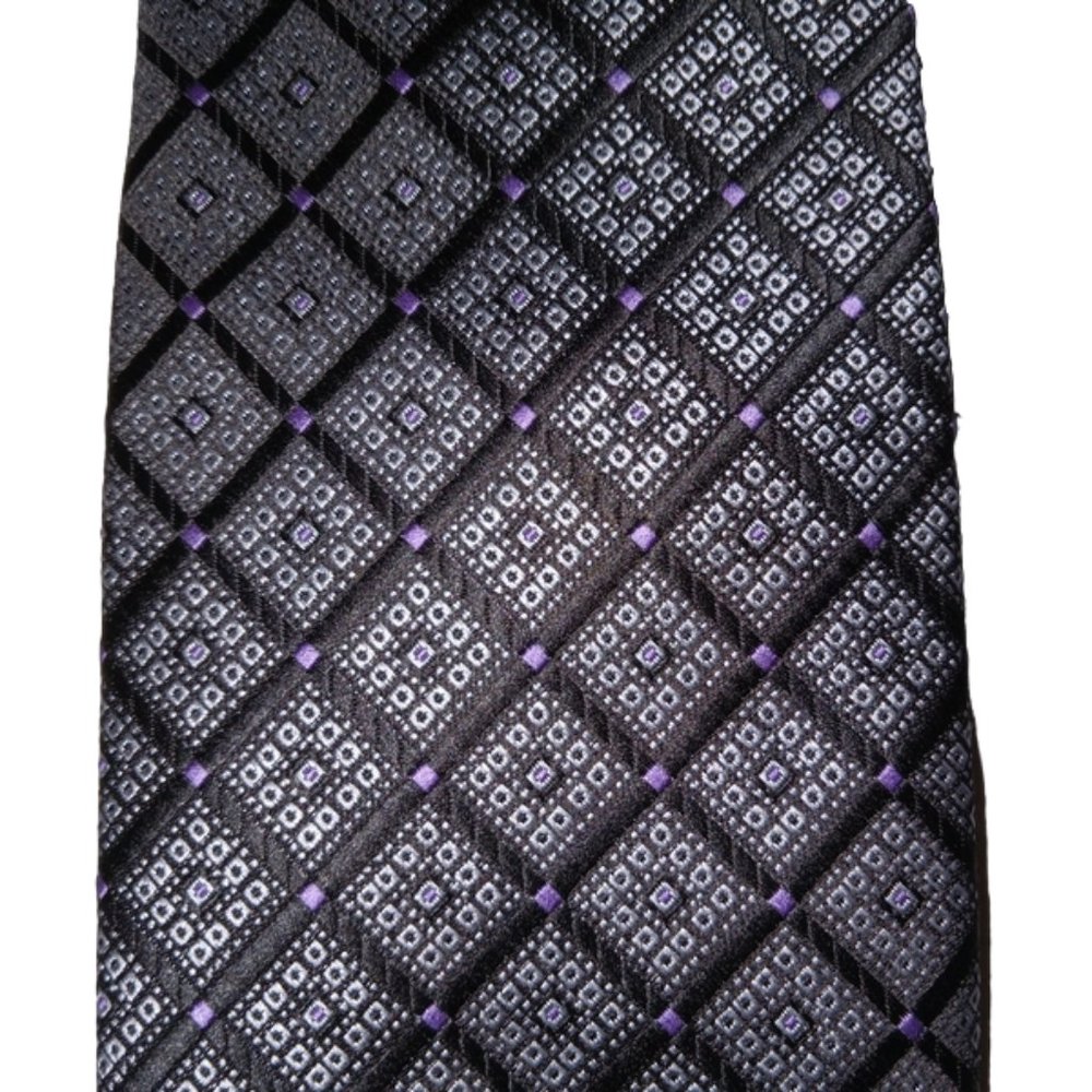 Bespoke New York Tie - Dark grey, steel grey, purple -  New with tag